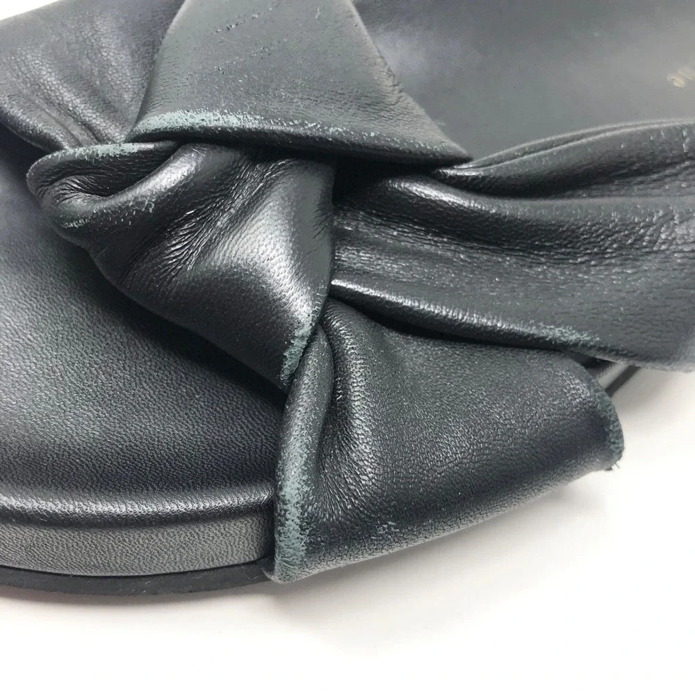 Jenni Kayne Leather Knot Sandal Womens 41 US 10.5 Black Chunky Romantic Boho
